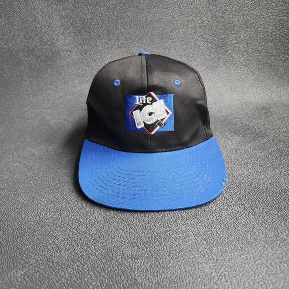 Vintage Miller Lite Ice Two Tone Blue Black Adjustable Fit Hat OSFM - Picture 1 of 10